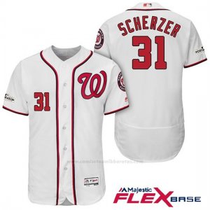 Camiseta Beisbol Hombre Washington Nationals 2017 Postemporada Max Scherzer Blanco Flex Base