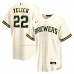 Camiseta Beisbol Hombre Milwaukee Brewers Christian Yelich Primera Replica Blanco