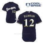 Camiseta Beisbol Hombre Milwaukee Brewers Martin Maldonado 12 Azul Azul Alterno Cool Base