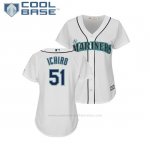 Camiseta Beisbol Mujer Seattle Mariners Ichiro Suzuki Cool Base Jugador Blanco