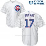 Camiseta Beisbol Hombre Chicago Cubs 17 Kris Bryant Blanco Autentico Coleccion Cool Base