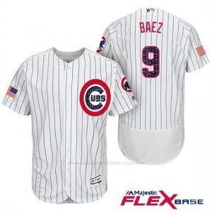 Camiseta Beisbol Hombre Chicago Cubs 2017 Estrellas y Rayas Cubs 9 Javier Baez Blanco Flex Base