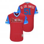 Camiseta Beisbol Hombre Philadelphia Phillies Enyel De Los Santos 2018 Llws Players Weekend De Los Santos Scarlet