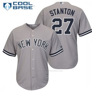 Camiseta Beisbol Hombre New York Yankees 27 Giancarlo Stanton Grisreplica Jugador Cool Base