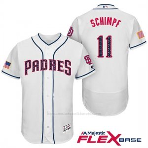 Camiseta Beisbol Hombre San Diego Padres 2017 Estrellas y Rayas Ryan Schimpf Blanco Flex Base