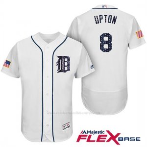 Camiseta Beisbol Hombre Detroit Tigers 2017 Estrellas y Rayas Justin Upton Blanco Flex Base