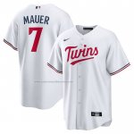 Camiseta Beisbol Hombre Minnesota Twins Joe Mauer Retired Primera Replica Blanco