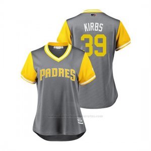 Camiseta Beisbol Mujer San Diego Padres Kirby Yates 2018 Llws Players Weekend Kirbs Gris