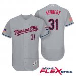 Camiseta Beisbol Hombre Kansas City Royals 2017 Estrellas y Rayas Ian Kennedy Gris Flex Base