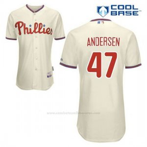 Camiseta Beisbol Hombre Philadelphia Phillies Larry Andersen 47 Crema Alterno Cool Base