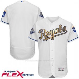 Camiseta Beisbol Hombre Kansas City Royals World Series Campeones Oro Program Blanco Flex Base
