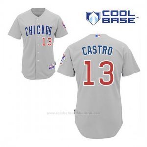 Camiseta Beisbol Hombre Chicago Cubs 13 Starlin Castro Gris Alterno Cool Base