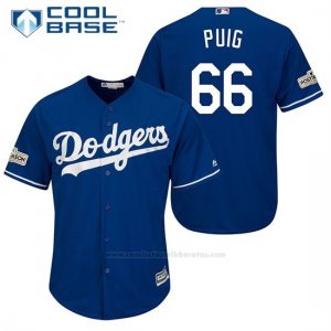 Camiseta Beisbol Hombre Los Angeles Dodgers 2017 Postemporada Yasiel Puig Cool Base