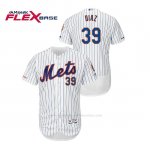 Camiseta Beisbol Hombre New York Mets Edwin Diaz 150th Aniversario Patch Autentico Flex Base Blanco