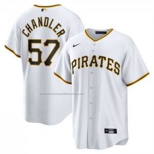 Camiseta Beisbol Hombre Pittsburgh Pirates Bubba Chandler Primera Replica Blanco Camiseta Beisbol Hombre Pittsburgh Pirates Bubba Chandler Primera Replica Blanco