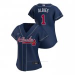 Camiseta Beisbol Mujer Atlanta Braves Ozzie Albies Replica 2020 Alterno Azul