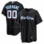 Camiseta Beisbol Hombre Miami Marlins Alterno Replica Personalizada Negro1