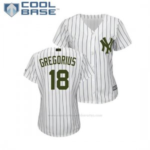 Camiseta Beisbol Mujer New York Yankees Didi Gregorius 2018 Dia de los Caidos Cool Base Blanco