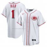 Camiseta Beisbol Hombre Cincinnati Reds NO 1 Dad Primera Replica Blanco