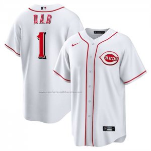 Camiseta Beisbol Hombre Cincinnati Reds NO 1 Dad Primera Replica Blanco