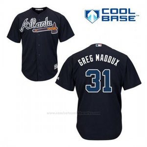 Camiseta Beisbol Hombre Atlanta Braves 31 Greg Maddux Azul Alterno Cool Base