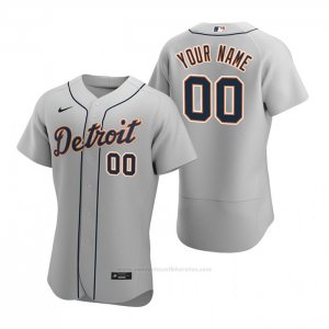 Camiseta Beisbol Hombre Detroit Tigers Personalizada Autentico 2020 Road Gris
