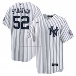 Camiseta Beisbol Hombre New York Yankees CC Sabathia 2025 Baseball Hall of Fame Retired Replica Blanco