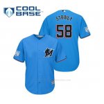 Camiseta Beisbol Hombre Miami Marlins Dan Straily Cool Base Entrenamiento de Primavera 2019 Azul