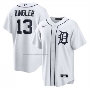 Camiseta Beisbol Hombre Detroit Tigers Dillon Dingler Primera Replica Blanco Camiseta Beisbol Hombre Detroit Tigers Dillon Dingler Primera Replica Blanco