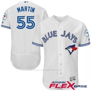 Camiseta Beisbol Hombre Toronto Blue Jays Russell Martin Autentico Coleccion Blanco Flex Base