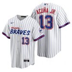 Camiseta Beisbol Hombre Atlanta Braves Ronald Acuna Jr. Replica 2021 City Connect Blanco