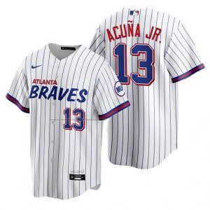 Camiseta Beisbol Hombre Atlanta Braves Ronald Acuna Jr. Replica 2021 City Connect Blanco