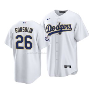 Camiseta Beisbol Hombre Los Angeles Dodgers Tony Gonsolin 2021 Gold Program Replica Blanco