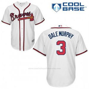 Camiseta Beisbol Hombre Atlanta Braves 3 Dale Murphy Blanco 1ª Cool Base