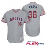 Camiseta Beisbol Hombre Los Angeles Angels 2017 Estrellas y Rayas C.j. Wilson Gris Flex Base