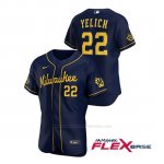 Camiseta Beisbol Hombre Milwaukee Brewers Christian Yelich Autentico 2020 Alternato Azul