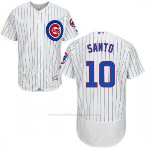 Camiseta Beisbol Hombre Chicago Cubs 10 Ron Santo Autentico Coleccion Blanco Flex Base
