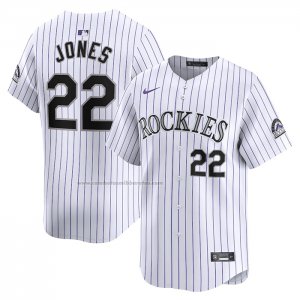 Camiseta Beisbol Hombre Colorado Rockies Nolan Jones Primera Limited Blanco
