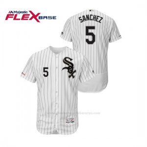 Camiseta Beisbol Hombre Chicago White Sox Yolmer Sanchez 150th Aniversario Patch Flex Base Blanco Negro
