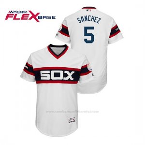 Camiseta Beisbol Hombre Chicago White Sox Yolmer Sanchez 150th Aniversario Patch Flex Base Blanco