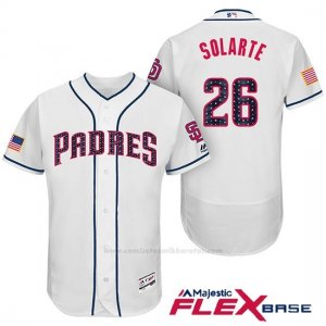 Camiseta Beisbol Hombre San Diego Padres 2017 Estrellas y Rayas Yangervis Solarte Blanco Flex Base
