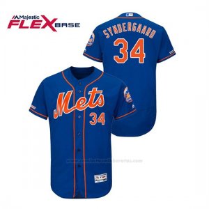 Camiseta Beisbol Hombre New York Mets Noah Syndergaard 150th Aniversario Patch Flex Base Azul