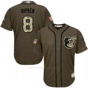 Camiseta Beisbol Hombre Baltimore Orioles 8 Cal Ripken Verde Salute To Service