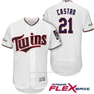 Camiseta Beisbol Hombre Minnesota Twins 2017 Postemporada Jason Castro Blanco Flex Base