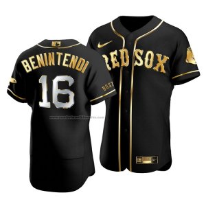 Camiseta Beisbol Hombre Boston Red Sox Andrew Benintendi Golden Edition Autentico Negro