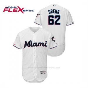 Camiseta Beisbol Hombre Miami Marlins Jose Urena 150th Aniversario Patch 2019 Flex Base Blanco