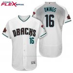 Camiseta Beisbol Hombre Arizona Diamondbacks 16 Chris Owings Blanco Aqua 1ª 20 Aniversario Flex Base