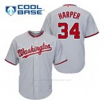 Camiseta Beisbol Hombre Washington Nationals Bryce Harper 34 Gris Cool Base