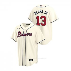 Camiseta Beisbol Hombre Atlanta Braves Ronald Acuna Jr. 2020 Replica Alterno Crema