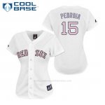 Camiseta Beisbol Hombre Boston Red Sox 15 Dustin Pedroia Blanco Fashion Cool Base